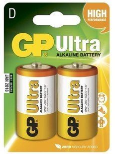 Батарейки GP 13AU-U2 Ultra alkaline LR20, D, 2шт блистер 2/20/