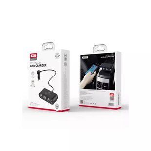 АЗП розгалужувач прикурки XO CC40 (3 гнезда, 2xUSB, 6A) black