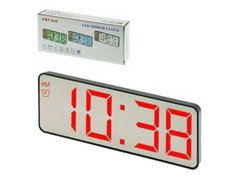 Годинник мережевий 898-1, червоні, дзеркальні, температура, USB