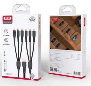 Кабель microUSB/Lightning/Type-C XO NB196 (6 в 1 - по 2 кожного типу), 3.5A, 3m., black