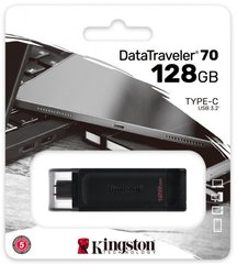 Накопичувач Kingston DataTraveler 70 128GB Type-C 3.2 Black (DT70/128GB)