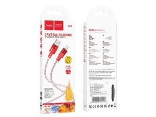 Кабель Lightning HOCO X99 Crystal junction, 2.4A, 1m., red