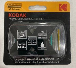 Змінний картридж для бритви Kodak Ultra Premium 5 (4шт. комплект, 5 лез, шведська сталь, алоє)
