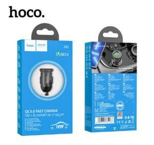 АЗП HOCO Z43 Mighty (1xUSB, 18W, 3A) Black