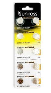 Батарейки для годинників Uniross Alkaline AG 10, (LR54, LR1130) (10/100) BL