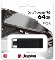 Накопичувач Kingston DataTraveler 70 64GB Type-C 3.2 Black (DT70/64GB)