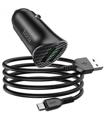 АЗП комплект HOCO Z39 Farsighted з кабелем micro-USB (2xUSB, 18W, 3A) Black