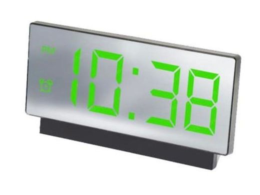 Годинник мережевий 897-4, яскраво-зелені, дзеркальні, температура, USB