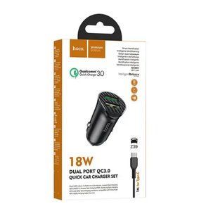 АЗП комплект HOCO Z39 Farsighted з кабелем Type-C (2xUSB, 18W, 3A) Black