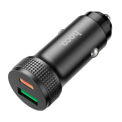 АЗП HOCO Z49B Level dual port (1xUSB, 1xType-C, PD38W) metal gray