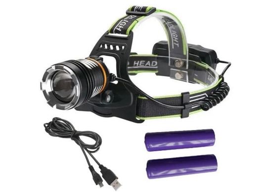 Ліхтар на голову PLD-A7-XPE+UV, zoom, 2x18650, ЗП microUSB