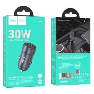 АЗП HOCO Z57 Glorious single (1xType-C, PD30W) metal gray