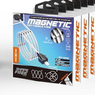 Кабель microUSB Moxom MX-CB46 Magnetic Clips, 2.4A, 1m. white