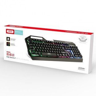 Клавіатура комп'ютерна XO KB-01 RGB/Metal USB black