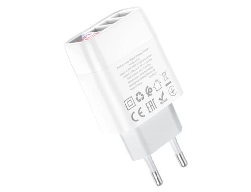 МЗП HOCO C93A, Easy charge digital display (3xUSB, 3.4A) white