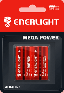 Батарейки Enerlight Mega Power LR03, AAA (4/48/576) BL