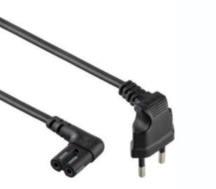 Кабель живлення (для побутової техніки) PC-184/2 CEE7/16-C7 2 pin, кутовий 90&deg;, 0.5m (08738)