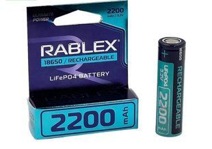 Акумулятор 18650 Rablex LiFePO4 3.2-3.6V, 2200mAh (Li-ion)