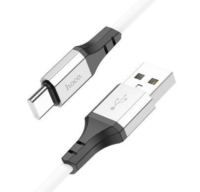 Кабель Type-C HOCO X86 Spear silicone charging data cable, 3A, 1m. white