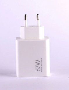 МЗП GaN (1xType-C, 1xUSB, QC&PD 3.0, 67W) (MDY-12E-EF) тех. пак. white