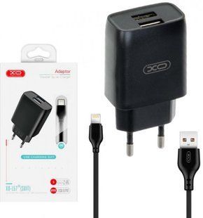 МЗП комплект XO L57 Dual з кабелем Lightning (2xUSB, 2.1A) black