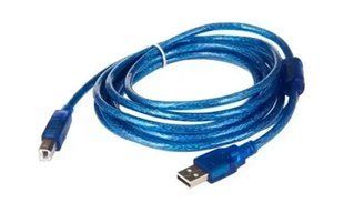 Кабель для принтера RITAR USB 2.0 AM/BM, 1ferite 5m. прозорий Blue ( 17023 )