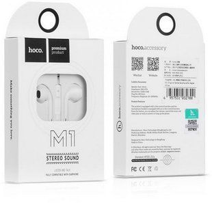 Гарнітура з мікрофоном вкладиші HOCO M1, black (iPhone)