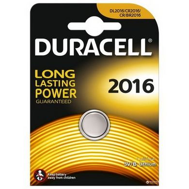 Батарейки літієві Duracell CR2016, 3V (1/10) BL