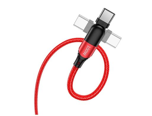 Кабель Type-C to Type-C HOCO U100 Orbit charging data cable, 5A, 100W, 1.5m, red