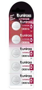 Батарейки літієві Uniross CR2016, 3V (5/100) BL