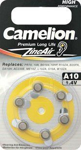 Батарейки повітряно-цинкові Camelion ZA 10 / 6 BL