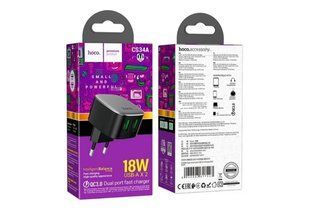 МЗП HOCO CS34A Rayo (2xUSB, QC&PD, 3A, 18W) black