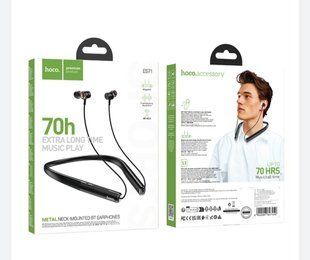 Гарнітура вакуумна Bluetooth HOCO ES71 Platinum neck-mounted BT(з обідком на шию), Black