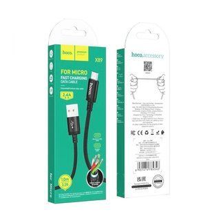 Кабель microUSB HOCO X89 Wind charging, 2.4A, 1m., black