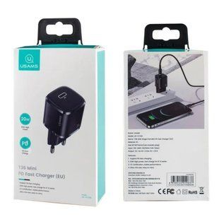 МЗП Usams US-CC124 T36 Super Si (1xType-C, QC/PD 3.0, 3A, 20W) black