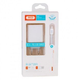 МЗП комплект XO L64 з кабелем Type-C (1xUSB QC3.0, 1xType-C PD, 18W) white