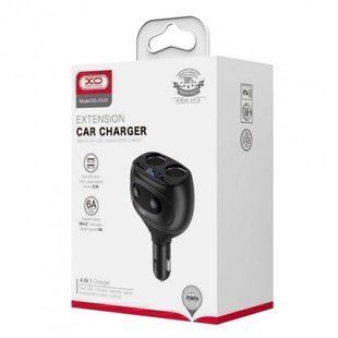 АЗП розгалужувач прикурки XO CC41 (2 гнезда, 2xUSB, 3.1A) black