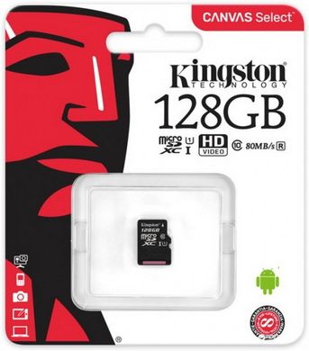 Карта пам'яті Kingston microSDXC 128GB Class 10 UHS-I R80MB/s (без адаптеру) (SDCS/128GBSP)