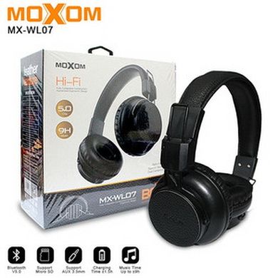 Гарнітура бездротова Bluetooth Moxom MX-WL07, BT 5.0, 9H, black