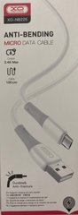 Кабель microUSB XO NB225 Silicone Two-Color, 2.4A, 1m., white