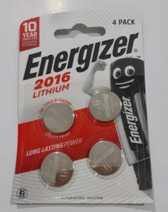 Батарейки літієві Energizer CR 2016, 3V, 4 BL