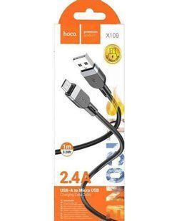 Кабель microUSB HOCO X109 Energy silicone charging Data 2.4A, 1m., black