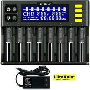 Зарядний пристрій універсальний LiitoKala Lii-S8 LED display, 8x(Li-Ion/Li-Fe/Li-HV/Ni-Mh/Ni-Cd)