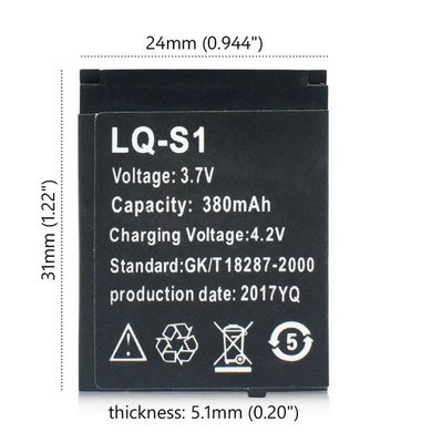 Акумулятор до Smart годинників LQ-S1 (GK/T 18287-2000), 140mAh, чорний