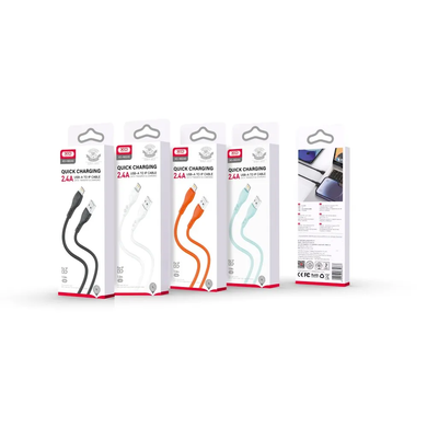 Кабель Lightning XO NB240 Football Soft Rubber Cable 2.4A 1m Black