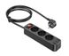 Мережевий фільтр-подовжувач HOCO NS2 (3xUSB+3x220V, 4000W) шнур 1,8m, black 10011361 фото 2