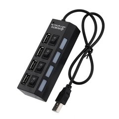 Концентратор USB-HUB (4 в 1), 4xUSB с кнопками, black