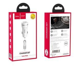 АЗП комплект HOCO Z27 з кабелем Type-C Staunch (2xUSB, 2.4A) white