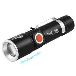 Ліхтар ручний Police 616-XPE, zoom, вбудований акум., затискач, заряд від microUSB