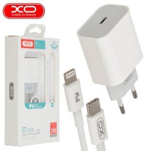МЗП комплект XO L77 з кабелем Lightning, PD Fast Charger (1xType-C, 20W) white